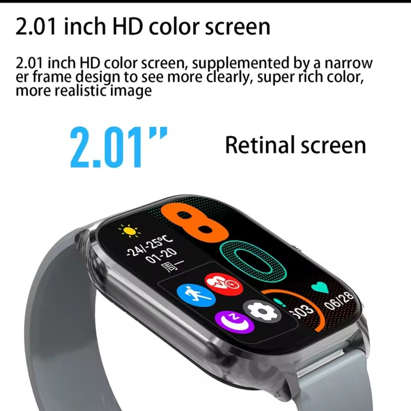 Montre Intelligente 2.01 pouces — Sport & Santé